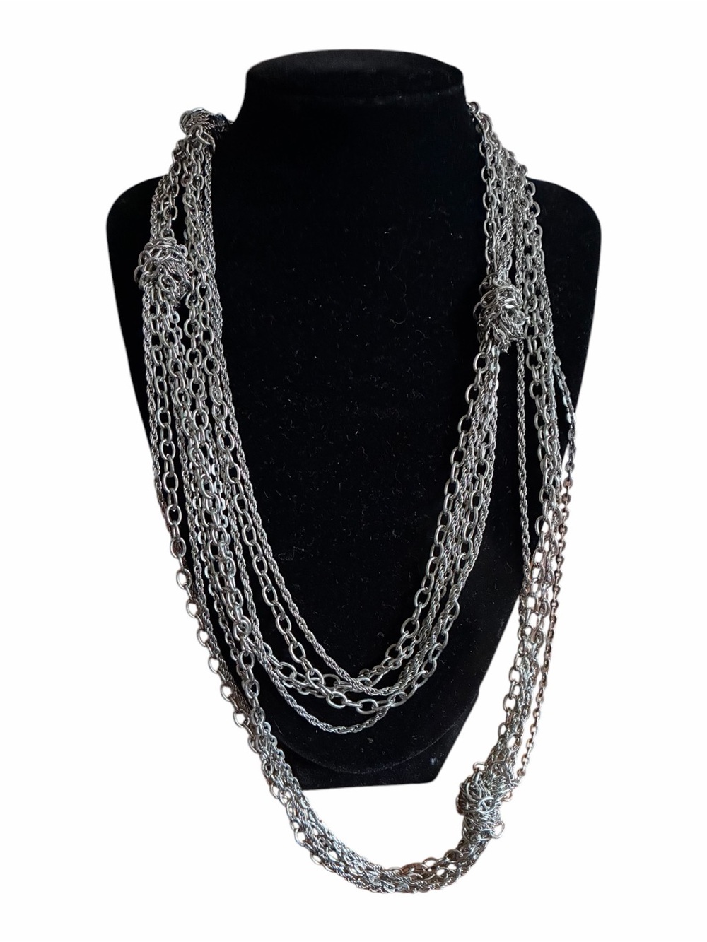 Multi-Strand Silver-toned Knot Necklace - Women Jewelry